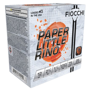 FIOCCHI 12fpwr75 Paper Little Rino Extrema 12gauge 2.75 In 1 1/8oz 7.5shot 25 Per Box/10 Case, Shotgun Shells