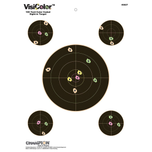 Champion Targets 45827 VisiColor 5-Bullseye Self-Adhesive Pistol/Rifle Multi-Color 10 Pack