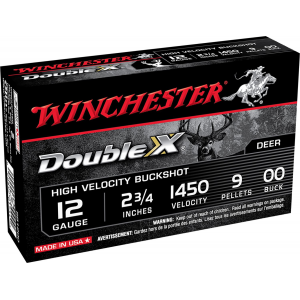 Winchester Ammo SB1200 Double X High Velocity 12 Gauge 2.75 in 9 Pellets 00 Buck Shot 5 Per Box/ 50 Case
