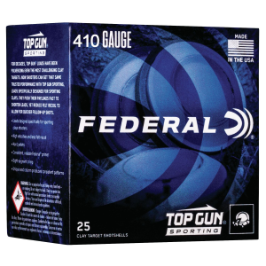 FEDERAL Tgs412149 Top Gun 410gauge 2.50 In 1/2oz 9shot 25 Per Box/10 Case, Shotgun Shells