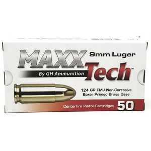 xTech PTGB912B Brass Pistol 9mm Luger 124 Gr Full Metal Jacket (FMJ) 50 Per Box/10 Cs Ammo