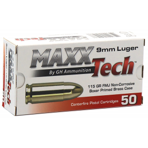 xTech PTGB9MMB 9mm Luger 115 Gr Full Metal Jacket 50 Per Box/10 Cs Ammo