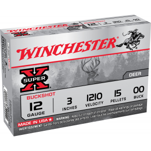 WINCHESTER Ammo Xb12300 Super X 12 Gauge 3 In 15 Pellets 00 Buck Shot 5 Bx/ 50 Case
