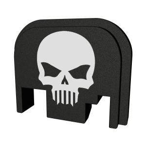 Bastion Slide Back Plate, Skull, Black and White, Fits Glock BASGL-SLD-BW-BTSKUL - Bastion