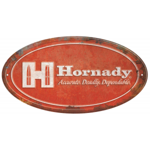 Hornady 99144 Oval Sign Rustic Red White Aluminum 12 in x 18 in