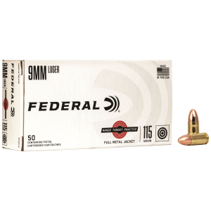 Federal RTP9115 Range & Target 9mmLuger 115gr Full Metal Jacket 50 Per Box/20 Case Centerfire, Handgun Ammunition
