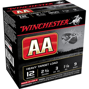 Winchester Ammo AAM129 AA Heavy 12 Gauge 2.75 in 1 1/8 oz 9 Shot 25 Per Box/ 10 Case