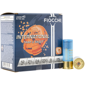 FIOCCHI 12in249 Exacta Target International Trap & Skeet 12 Gauge 2.75 In 24 Gram 9 Shot 25 Per Box/ 10 Cs
