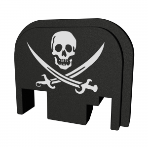 Bastion Slide Back Plate BASGL-SLD-BW-PIRATE, Pirate Swords, Black and White, Fits All Glock Except 42 43 BASGL-SLD-BW-PIRATE