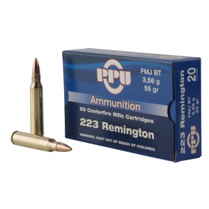 PPU Pp223f1 Standard Rifle 223 Rem 55 Gr Full Metal Jacket Boat Tail 20 Per Box/ 50 Cs