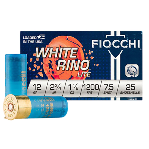 FIOCCHI 12wrnl75 Exacta Target White Rino Lite 12gauge 2.75 In 1 1/8oz 7.5shot 25 Per Box/10 Case, Shotgun Shells