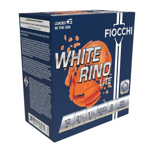 FIOCCHI 12wrnl8 Exacta Target White Rino Lite 12gauge 2.75 In 1 1/8oz 8shot 25 Per Box/10 Case, Shotgun Shells