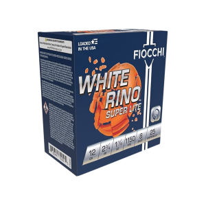 Fiocchi 12WRSL8 Exacta Target White Rino Super Light 12Gauge 2.75 in 1 1/8oz 8Shot 25 Per Box/10 Case, Shotgun Shells