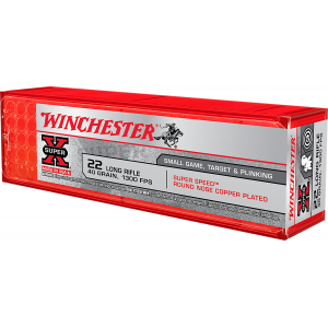 WINCHESTER Ammo X22lrss1 Super X 22 Lr 40 Gr Super Speed Round Nose Copper Plated 100 Per Box/ 20 Case
