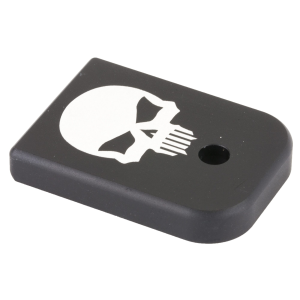 Bastion Skull, Mag Base Plate, Black, Fits Glock 9/40 BASGL-940-BW-BTSKUL - Bastion