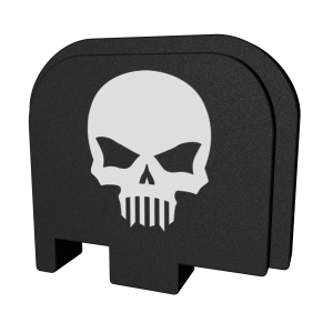 Bastion Slide Back Plate, Skull, Black and White, Fits Glock 43 BASGL-043-BW-BTSKUL - Bastion