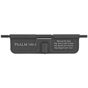 Bastion Psalm 144:1 BASEPDC-BW-PSM144, AR-15 Ejection Port Dust Cover, Black/White Finish - Bastion
