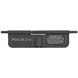 Bastion Psalm 23:4 BASEPDC-BW-PSM234, AR-15 Ejection Port Dust Cover, Black/White Finish - Bastion
