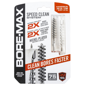 Real Avid AVBMSET9MM Bore-Max Speed Clean Upgrade Set 9mm Pistol Nickle Plated Bristles Blister Pack Case