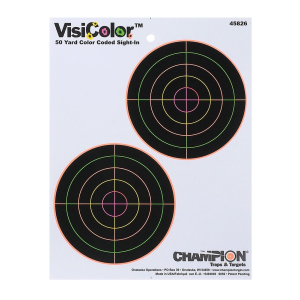 Champion Targets 45826 VisiColor 5 in Double Bullseye Paper Self-Adhesive 8.50 in x 11 in Multi-Color 10 Pack