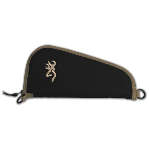 Browning 1430049811 Plainsman Pistol Rug made of 600D Polyester with Black Finish & Tan Trim/Logot Open Cell Foam Paddingt Brushed Tricot Lining & Zipper 11 in L - Browning
