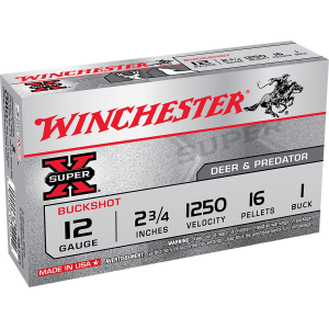 Winchester Ammo XB121 Super X 12 Gauge 2.75 in 1 Buck Shot 5 Per Box/ 50 Case