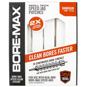 Real Avid AVBMPATCH4L Bore-Max Speed Jag Patches Refill 9mm/45 Cal Handgun 4 inL Synthetic 250 Per Box