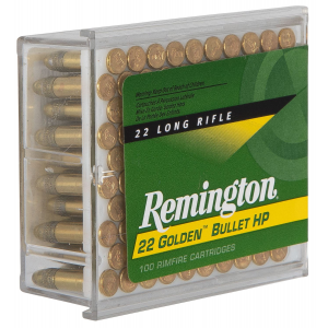 Remington Ammunition 21278 Golden Bullet Rimfire 22 LR 36 gr Plated Hollow Point 100 Per Box/ 50 Cs