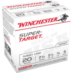 WINCHESTER Trgt208 Super-target 20gauge 2.75 In 7/8oz 8shot 25 Per Box/10 Case, Shotgun Shells