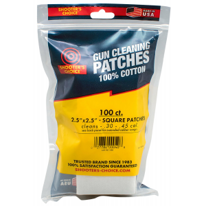 Shooters Choice 917100 Cleaning Patches 30 Cal 45 Cal 2.50 in Cotton Pkg of 100