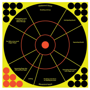 Birchwood Casey 34032 Shoot-N-C Reactive Target Self-Adhesive Paper Handgun Black/Yellow 12 in Circle Includes Pasters 5 Pack