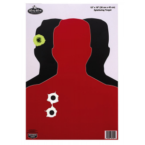 Birchwood Casey 35708 Dirty Bird Silhouette Tagboard Hanging Pistol 12 in x 18 in Black/Red White Impact Splatter 8 Per Pkg