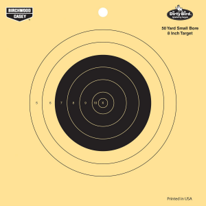Birchwood Casey 35815 Dirty Bird 8 in Bullseye Tagboard Hanging 50 yds Small Bore Rifle Black/Yellow 25 Per Pkg