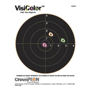 Champion Targets 45824 VisiColor Bullseye Paper Hanging Pistol/Rifle 8.50 in x 11 in Multi-Color Includes Pasters 10 Pack