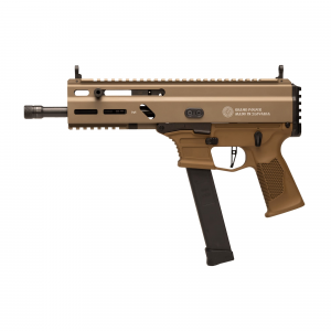 Grand Power Stribog SP9A3G, Semi-auto Pistol, 9MM, 8 in Threaded Barrel, Aluminum Frame, Non-Reciprocating Charging Handle, M-LOK Rail, Compatible with Glock Style Mags, Matte Finish, Flat Dark Earth, 33 Rounds, 3 Mags, Plastic Hard Case GRP810091156155 - Grand Power