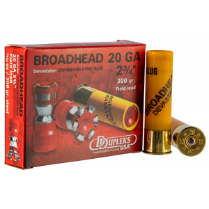 DDUPLEKS Usa 20d20 Broadhead Devastator 20 Gauge 2.75 In 11/16 Oz Slug Shot 5 Per Box/ 50 Cs 751007981170 171157