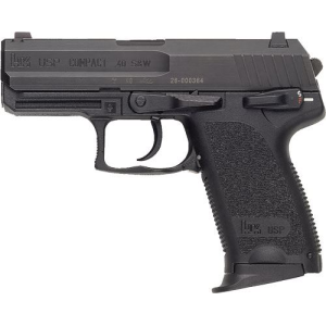 H&K 81000337 USP Compact Frame 40 S&W 12+1, 3.58 in Black Polygonal, Rifled Barrel, Black Serrated Steel Slide, Black Polymer Frame, Black Polymer Grip, Night Sights, Bobbed Hammer, Pistol