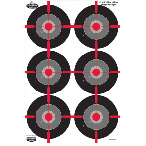 Birchwood Casey 35705 Dirty Bird Multiple Bullseye Tagboard Hanging Pistol 12 in x 18 in Black/Red/Gray White Impact Splatter 8 Per Pkg