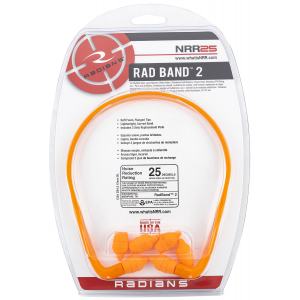 Radians RB210CS Rad-Band 2 25 dB Behind The Neck Orange Ear Buds with Orange Cord Adult 1 Pair