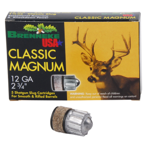 BRENNEKE Sl122clm Classic Magnum 12 Gauge 2.75 In 1 1/8 Oz Slug Shot 5 Per Box/ 50 Cs 301281120181 5773