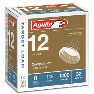 AGUILA 1chb1358 Target Load Competition 12 Gauge 2.75 In 1 1/8 Oz 8 Shot 25 Per Box/ 10 Cs