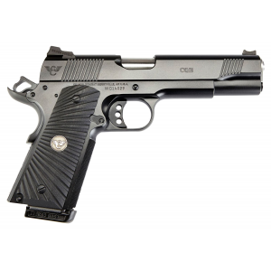 Wilson Combat CQBEFS9 1911 CQB Elite 9mm Luger 5 in8+1 Overall Black Carbon Steel with G10 Starburst Grip Fiber Optic Front Sight