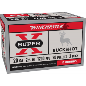 Winchester Ammo XB203 Super X 20 Gauge 2.75 in 20 Pellets 3 Buck Shot 5 Bx/ 50 Case