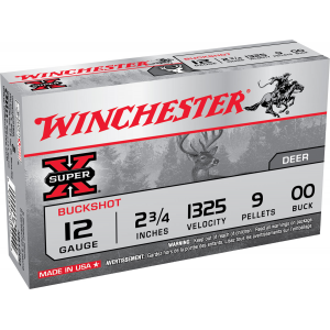 WINCHESTER Ammo Xb1200 Super X 12 Gauge 2.75 In 9 Pellets 00 Buck Shot 5 Bx/ 50 Case