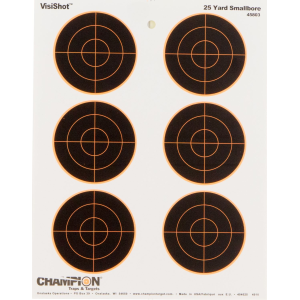 Champion Targets 45803 VisiShot Bullseye Paper Hanging 25 yds Small Bore Rifle 8.50 in x 11 in Black/White 10 Pack