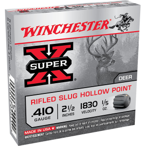 WINCHESTER X41rs5 Super X 410gauge 2.50 In 1/5oz, Rifled Slug Shot 5 Per Box/50 Case, Shotgun Shells