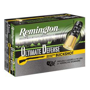 REMINGTON Ammunition 20681 Ultimate Defense Buckshot 20 Gauge 2.75 In 3 Buck Shot 5 Per Box/ 20 Cs