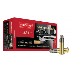 NORMA Ammunition 2425076 Dedicated Precision Match 22 Lr 40 Gr Lead Round Nose 50 Per Box/ 100 Cs