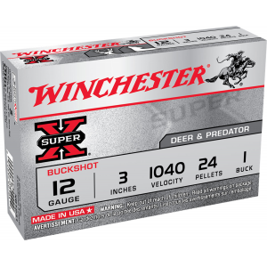 WINCHESTER Ammo Xb1231 Super X 12 Gauge 3 In 1 Buck Shot 5 Per Box/ 50 Case