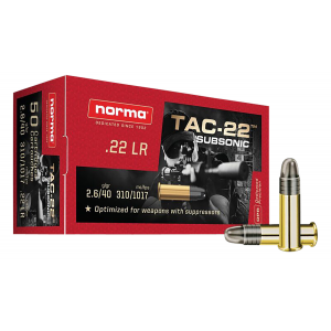 NORMA Ammunition 2425080 Dedicated Precision Subsonic 22 Lr 40 Gr Lead Round Nose 50 Per Box/ 100 Cs